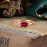 0.5ct Oval Cut Ruby Ring with Side Stones for Her